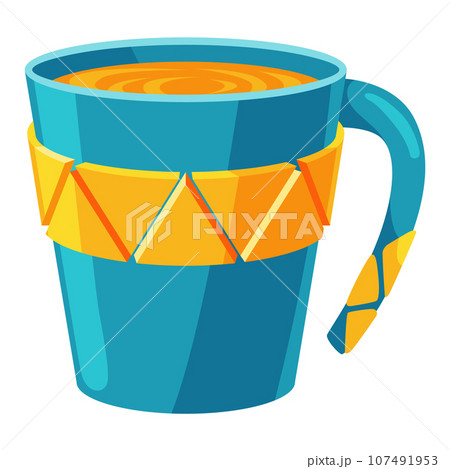 Cup tea coffee icon. Cute trendy crockery with handle for drink. Vintage teacup. Hand drawn colored trendy vector illustration in cartoon style Cup tea coffee icon. Cute trendy crockery with handle for drink. Vintage teacup. Hand drawn colored trendy vector illustration in cartoon style 107491953