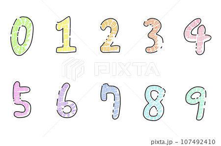 ゆるめシンプル数字セット　カラー 107492410