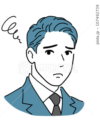 かっこいい髪型の男性会社員 悩む かっこいい髪型の男性会社員 悩む 107492739
