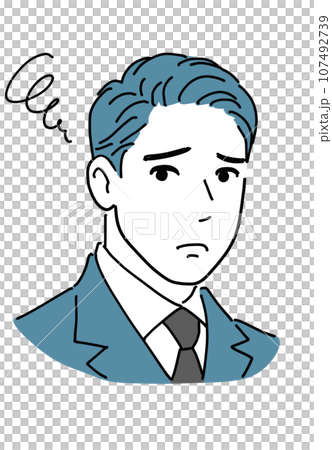かっこいい髪型の男性会社員 悩む かっこいい髪型の男性会社員 悩む 107492739