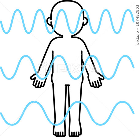 周波数のイメージと人体のデフォルメイラスト 周波数のイメージと人体のデフォルメイラスト 107492903