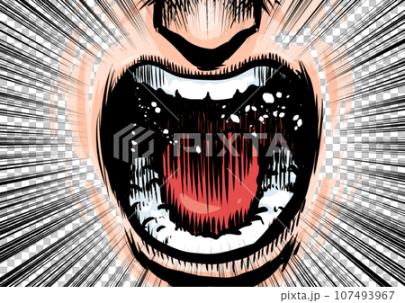 勢い良く叫んでいる口元のイラスト 勢い良く叫んでいる口元のイラスト 107493967