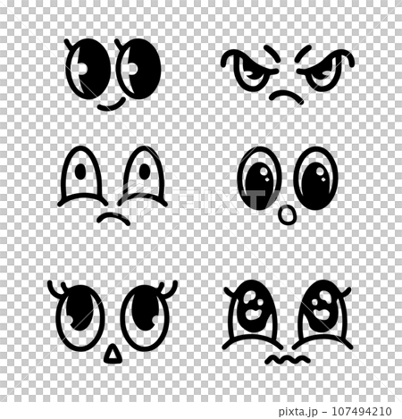 Set of cartoon eyes handdrawn for element, facial expression, face Set of cartoon eyes handdrawn for element, facial expression, face 107494210
