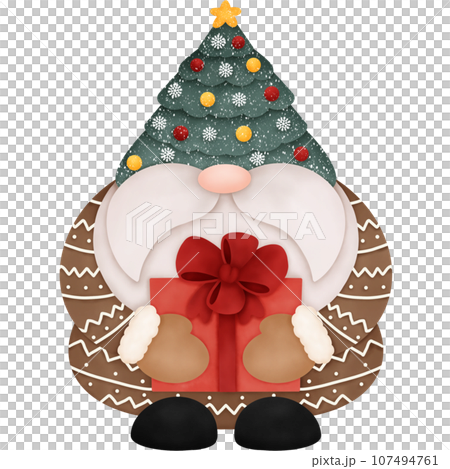 Watercolor Christmas Gnome. Watercolor Christmas Illustration. Cute Gnome. 107494761