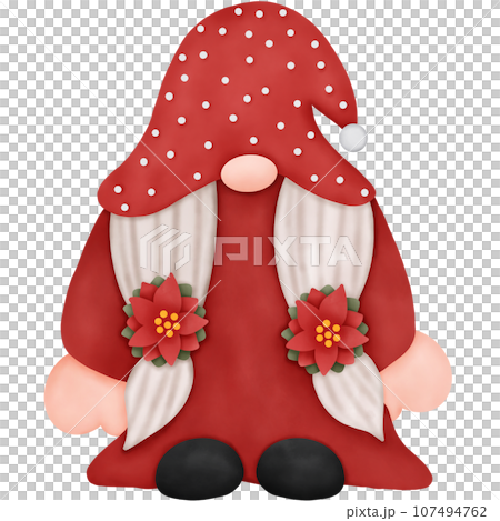 Watercolor Christmas Gnome. Watercolor Christmas Illustration. Cute Gnome. 107494762