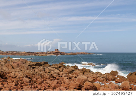 Pink Granite Coast on the island of Renote in Brittany Pink Granite Coast on the island of Renote in Brittany 107495427