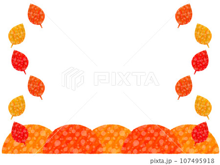 紅葉したかわいい秋の山のフレーム【A4】【横】 紅葉したかわいい秋の山のフレーム【A4】【横】 107495918