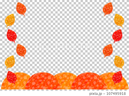 紅葉したかわいい秋の山のフレーム【A4】【横】 紅葉したかわいい秋の山のフレーム【A4】【横】 107495918