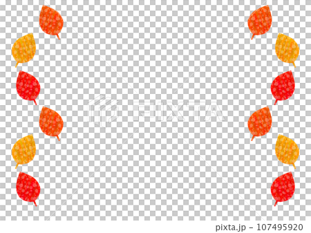 シンプルな秋の葉っぱのかわいいフレーム【A4】【横】 シンプルな秋の葉っぱのかわいいフレーム【A4】【横】 107495920