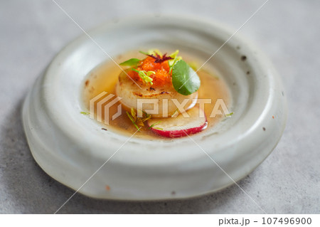 Beautiful and tasty food on a plate, exquisite dish 107496900