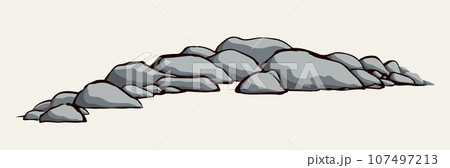 The stones lie on the ground. Vector drawing 107497213