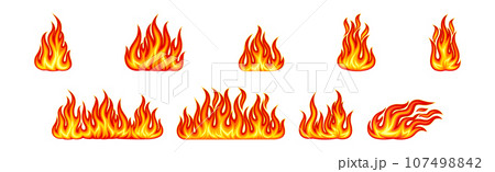 Red and Orange Fire Flame and Hot Blazing Element Vector Set 107498842