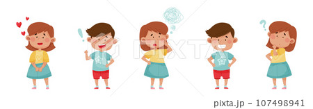 Emotional Children Character Expressing Different Emotions Vector Set 107498941