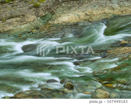 緑色の渓流、新潟県阿賀町常浪川 107499183