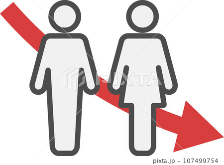 人口 数 男女 減少のイラスト素材 [107499754] - PIXTA