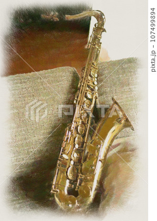 ソファーの上のサックス ソファーの上のサックス 107499894