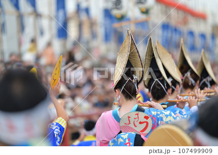 本場徳島阿波踊り　有名連　しの笛を吹く女性 107499909