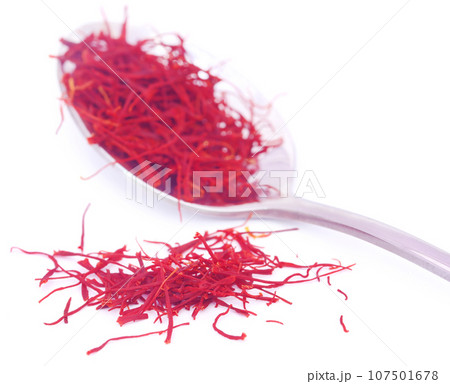 Closeup of Saffron used as food additive Closeup of Saffron used as food additive 107501678