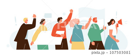 Protesters dissatisfied group of people Protesters dissatisfied group of people 107503081