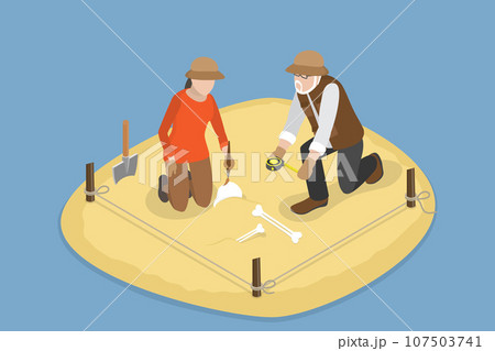 3D Isometric Flat Vector Conceptual Illustration of Archaeologist 3D Isometric Flat Vector Conceptual Illustration of Archaeologist 107503741