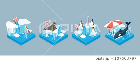 3D Isometric Flat Vector Conceptual Illustration of Global Warming 107503797