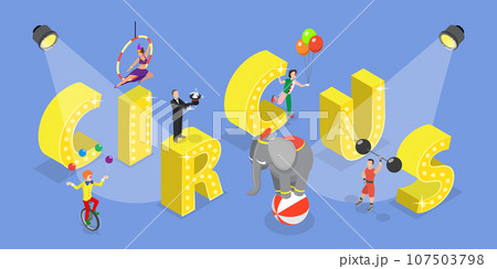 3D Isometric Flat Vector Set of Circus 3D Isometric Flat Vector Set of Circus 107503798