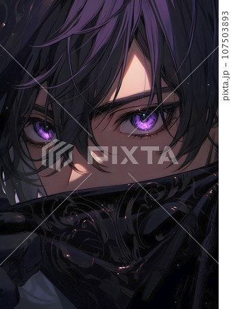 男性のイラスト　紫系のカラー（AI生成画像） 107503893