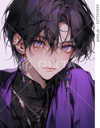 男性のイラスト 紫系のカラー（AI生成画像）のイラスト素材 [107503894