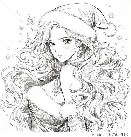 サンタクロースのコスプレをしている若い女性