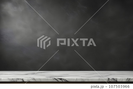 Empty marble table, dark wall, mockup 107503966