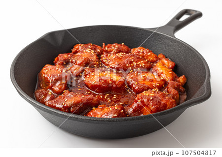 Monkfish bulgogi on a white background Monkfish bulgogi on a white background 107504817