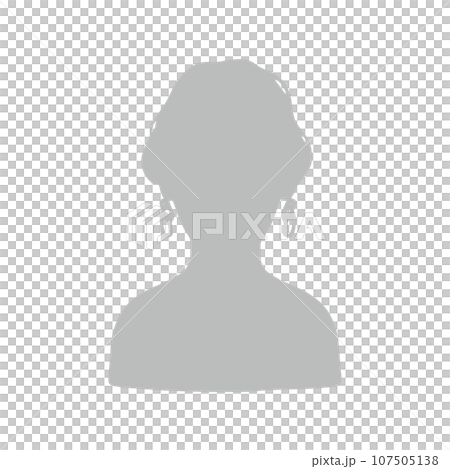 Silhouette illustration of a woman with short wavy hair and large earrings, gray Silhouette illustration of a woman with short wavy hair and large earrings, gray 107505138