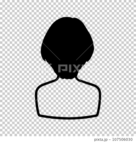 短切女人的背部輪廓圖黑色 107506030