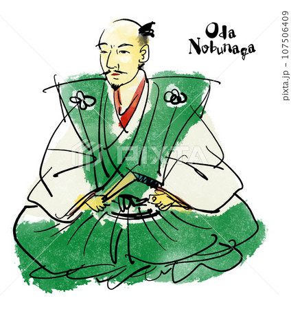 織田信長の手描きイラスト（筆書き水彩墨絵風） 107506409