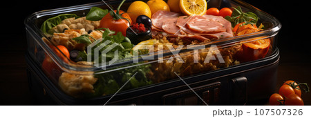 Open lunchbox closeup Open lunchbox closeup 107507326