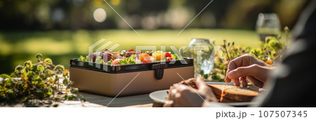Office workers have lunch in the park Office workers have lunch in the park 107507345