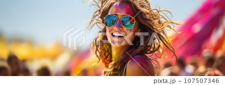 Painted people in Holi festival Painted people in Holi festival 107507346