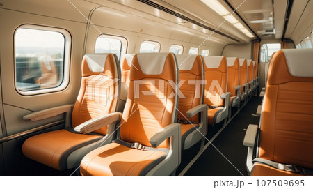 Passenger train interior: comfortable, spacious, and stylish design 107509695