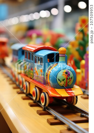 Toy train: playful, colorful, and great for children's entertainment Toy train: playful, colorful, and great for children's entertainment 107509953