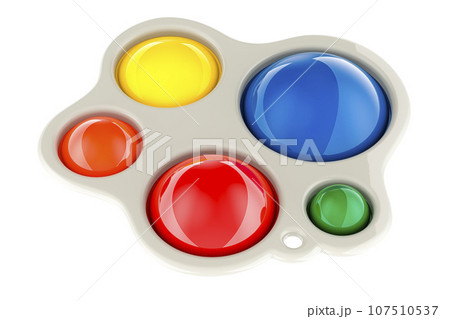 Simple dimple. Fidget sensory stress bubble toy. 3D rendering Simple dimple. Fidget sensory stress bubble toy. 3D rendering 107510537