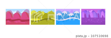 Bright Flat Landscapes View as Game Background Vector Set Bright Flat Landscapes View as Game Background Vector Set 107510698