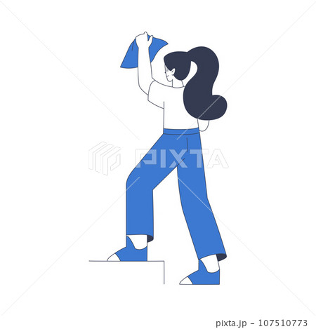 Cleaning Service with Professional Woman Worker Character Wipe Vector Illustration 107510773