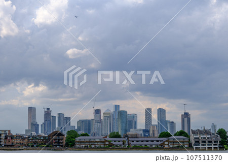 Canary Wharf view from Greenwich in London Canary Wharf view from Greenwich in London 107511370