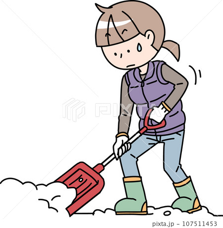 雪かきする女性 雪かきする女性 107511453