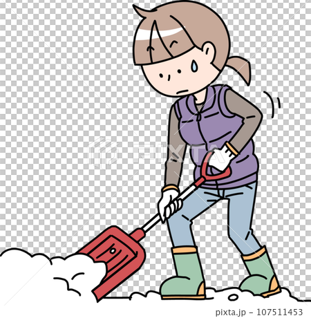 雪かきする女性 雪かきする女性 107511453