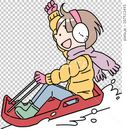 雪そりする女の子 雪そりする女の子 107511455