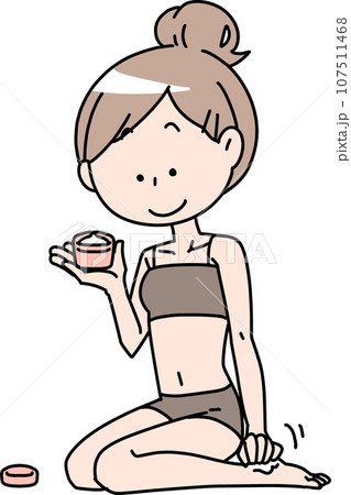 足の保湿ケアをする女性 足の保湿ケアをする女性 107511468