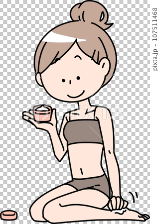 足の保湿ケアをする女性 足の保湿ケアをする女性 107511468