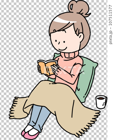 読書でくつろぐ女性 読書でくつろぐ女性 107511577