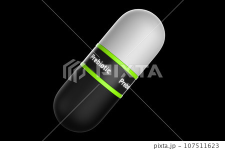 Abstract futuristic pill macro on black background Abstract futuristic pill macro on black background 107511623